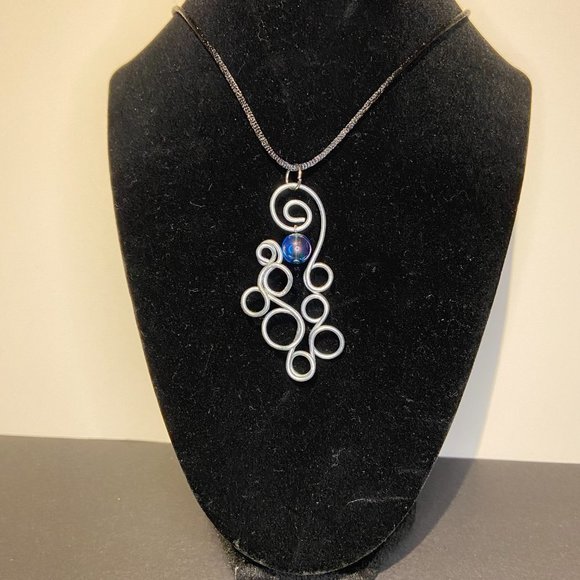Stunning Hand Crafted Stainless Steel Pendant on Satin Cord or Blue Ribbon - Picture 3 of 9
